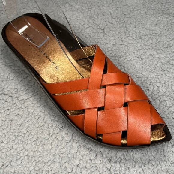 ROBERT CLERGERIE Mule 6.5 Platform Sandal Artsy Boho Asian Pointed Toe Woven - Picture 2 of 13